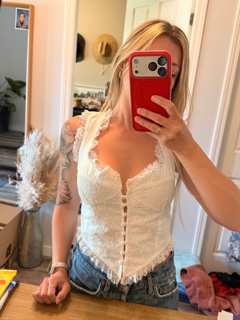 Free People White Lace Corset Crop Top - Picture 5 of 6